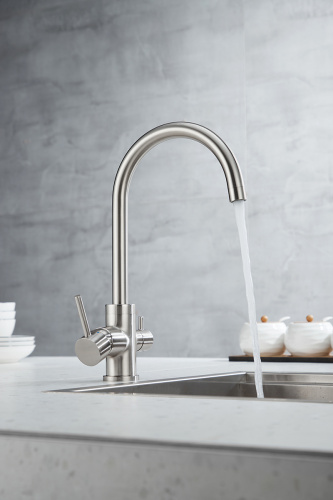 Смеситель для кухни Paulmark ESSEN Es213211-BS на мойку никель - фото 3